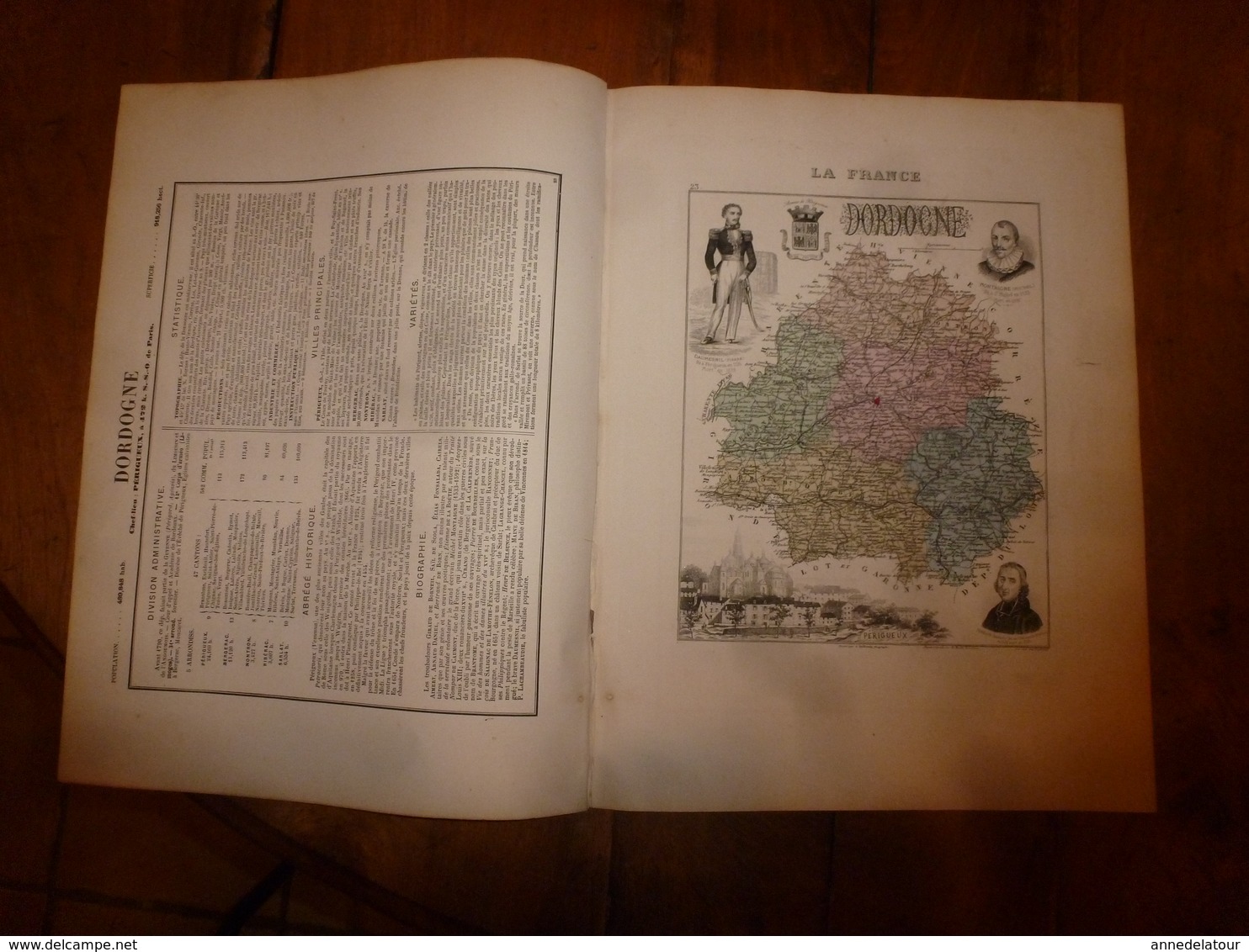 1880:DORDOGNE (Périgueux,Bergerac,Nontron,Riberac,Sarlat ,Neuvic,etc)Carte Géo-Descriptive En Taille Douce Par Migeon - Cartes Géographiques