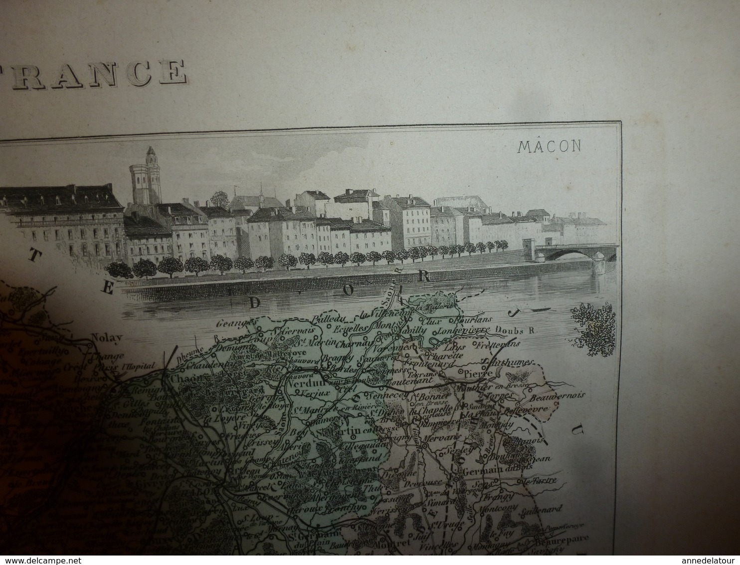 1880:SAONE Et LOIRE(Macon,Chalon-s-Saône,Charolles,Louhans,Tournus,etc) Carte Géo-Descriptive En Taille Douce Par Migeon - Cartes Géographiques