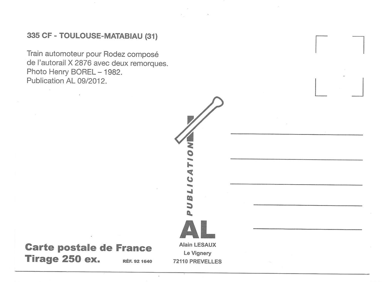 Toulouse-Matabiau Train Automoteur Pour Rodez Composé De L' Autorail X 2876 Avec Deux Remorques - Toulouse