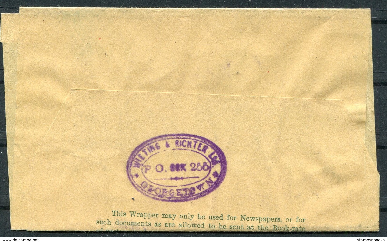 1912 British Guiana 1c Stationery Wrapper, Wieting & Richter Ltd - Hamburg Germany - British Guiana (...-1966)