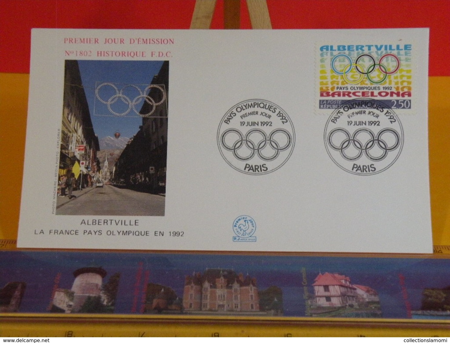 Albertville, Pays Olympiques 1992  - Paris - 19.6.1992 FDC 1er Jour N°1802 - Coté 3€ - 1990-1999
