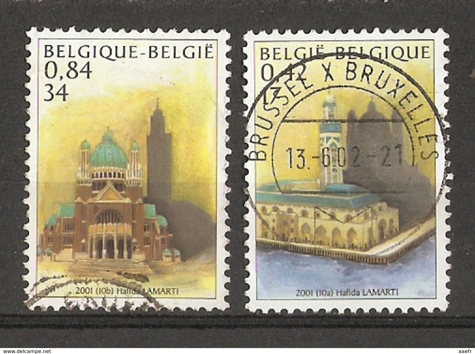 Belgique 2001 - Emission Commune Avec Le Maroc - Série Complète - 3002/3 - Mosquée Hassan II - Basilique Koekelberg - Used Stamps