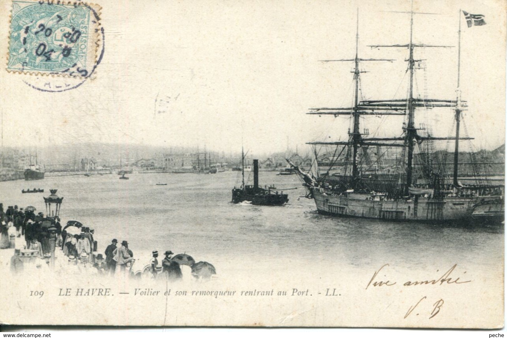 N°70141 -cpa Le Havre -voilier Et Son Remorqueur Rentrant Au Ort- - Port