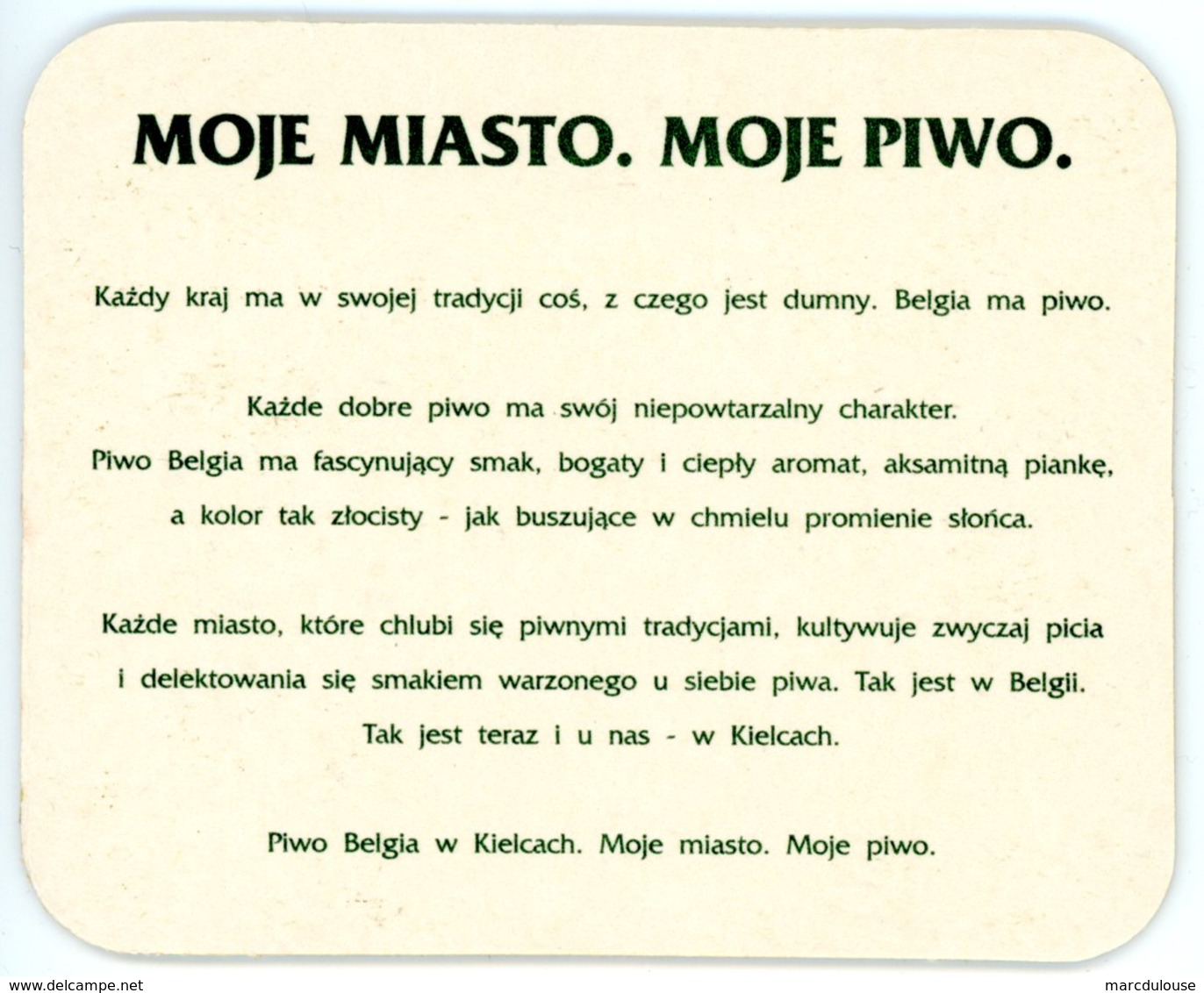 Polska. Poland. Belgia Browar. Kielcach. Moje Miasto, Moje Piwo. Belgium. België. Belgique. - Sous-bocks