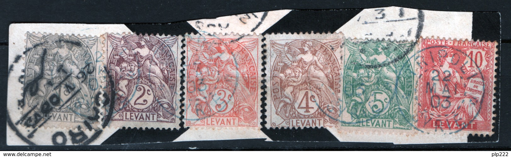 Levante 1902 Y.T. 9/14 On Fragment Tripoli Cancels VF/F - Storia Postale