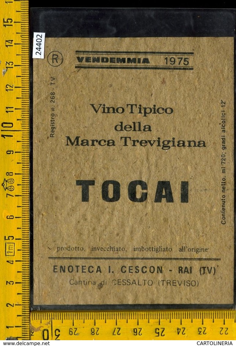 Etichetta Vino Liquore Tocai 1975 Cessalto Treviso - Altri & Non Classificati