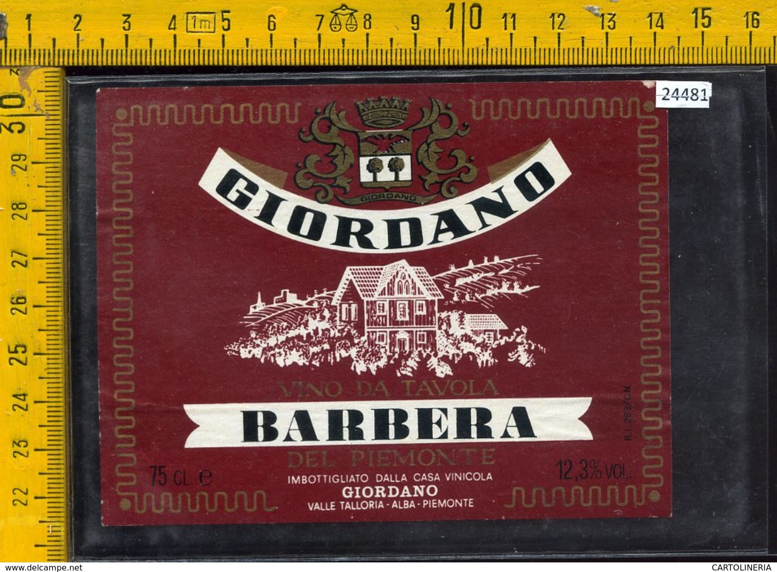 Etichetta Vino Liquore Barbera Del Piemonte Giordano-Alba - Altri & Non Classificati