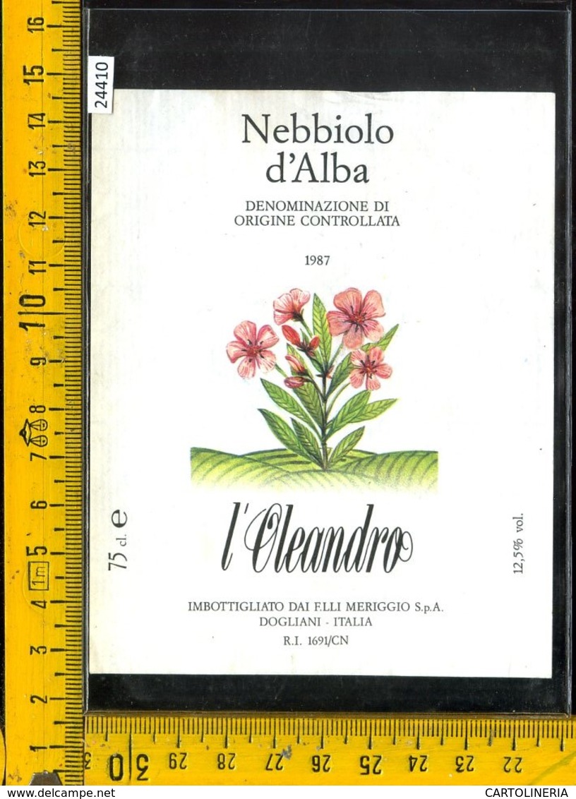 Etichetta Vino Liquore L'Oleandro Nebbiolo D'Alba 1987 Dogliani CN - Altri & Non Classificati