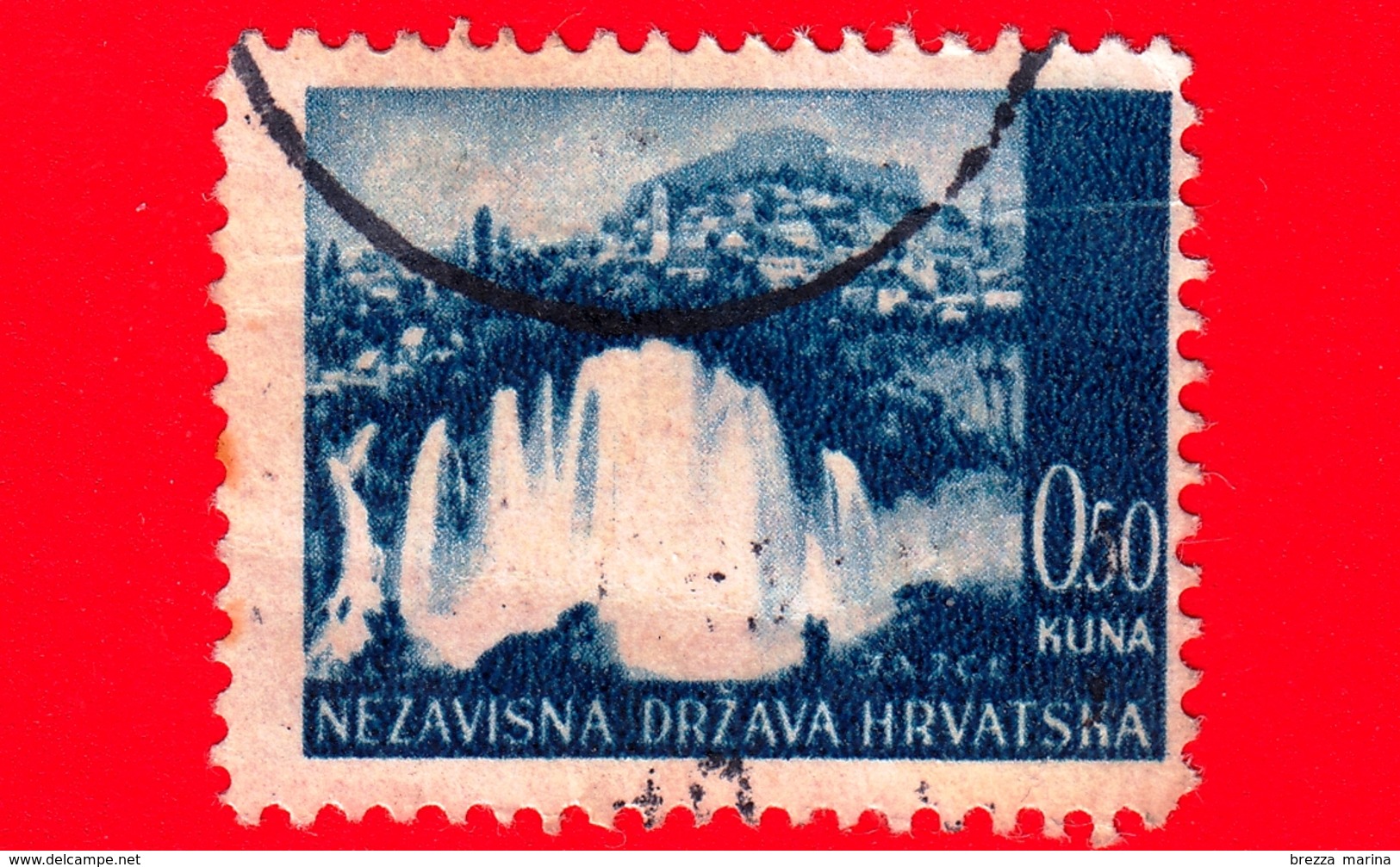 CROAZIA - HRVATSKA - Usato - 1941 - Panorama Di Jajce - Cascata - 0.50 - Croazia