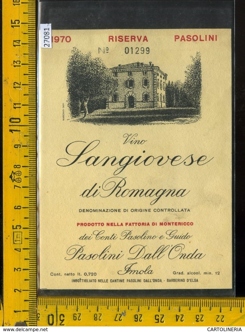 Etichetta Vino Liquore Sangiovese Di Romagna 1970 Montericco-Imola - Altri & Non Classificati