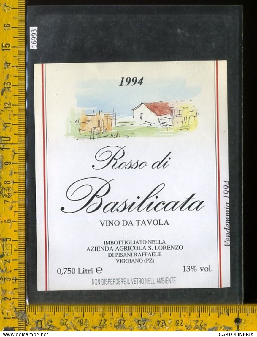 Etichetta Vino Liquore Rosso Di Basilicata 1994 Pisani-Viggiano PZ - Altri & Non Classificati