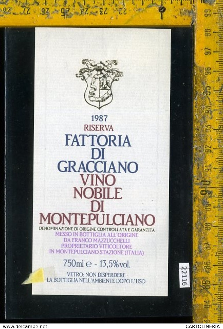 Etichetta Vino Liquore Nobile Di Montepulciano 1987 - Altri & Non Classificati