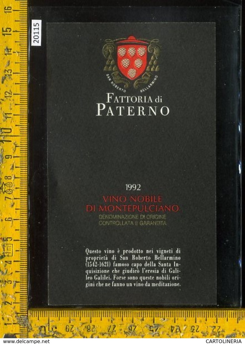 Etichetta Vino Liquore Nobile Di Montepulciano 1992 Fattoria Di Paterno - Altri & Non Classificati