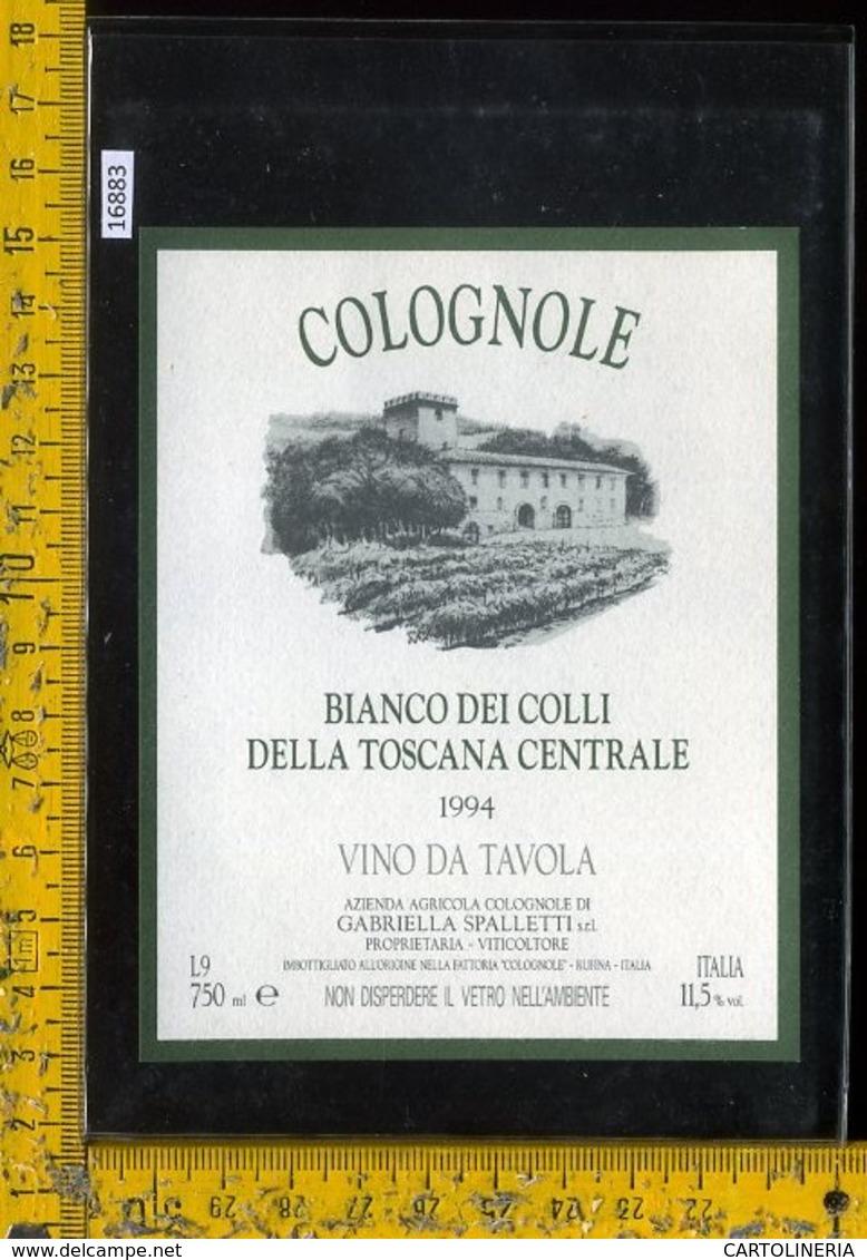 Etichetta Vino Liquore Bianco Dei Colli Della Toscana 1994 Colognole-Rufina - Altri & Non Classificati