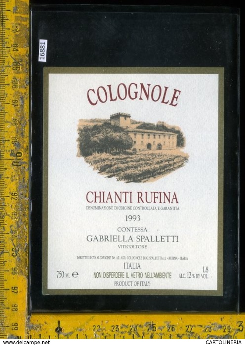 Etichetta Vino Liquore Chianti Rufina 1993 Colognole FI - Altri & Non Classificati
