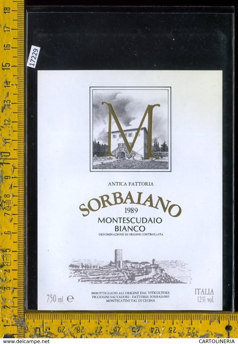 Etichetta Vino Liquore Montescudaio Bianco 1989 Sorbaiano-Montecatini - Altri & Non Classificati