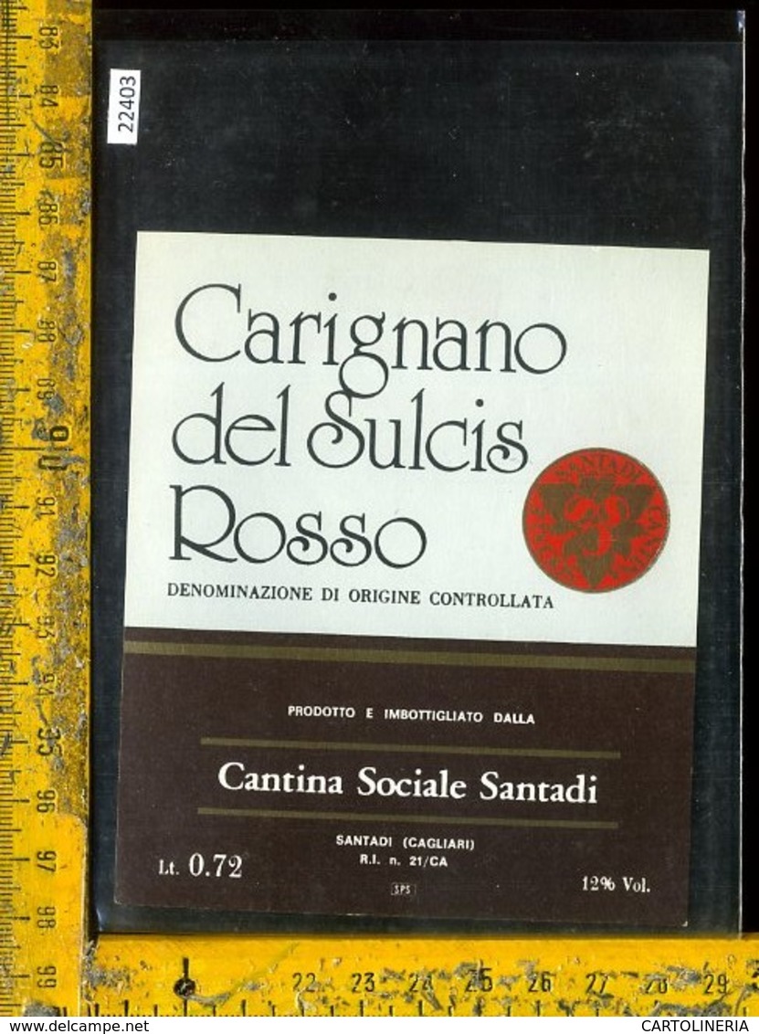 Etichetta Vino Liquore Carignano Del Sulcis Rosso Santadi-Cagliari - Altri & Non Classificati