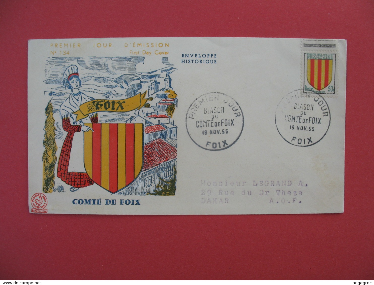 FDC 1955   Comté De Foix - Blason Comté De Foix    Cachet Foix     à Voir - 1950-1959