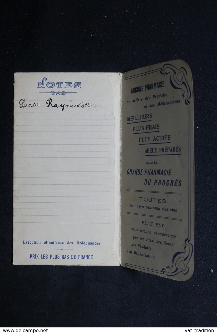 FRANCE - Vieux Papiers - Carnet De Notes Avec Publicité De La Pharmacie  Du Progrès De Melun - L 23111 - Collections