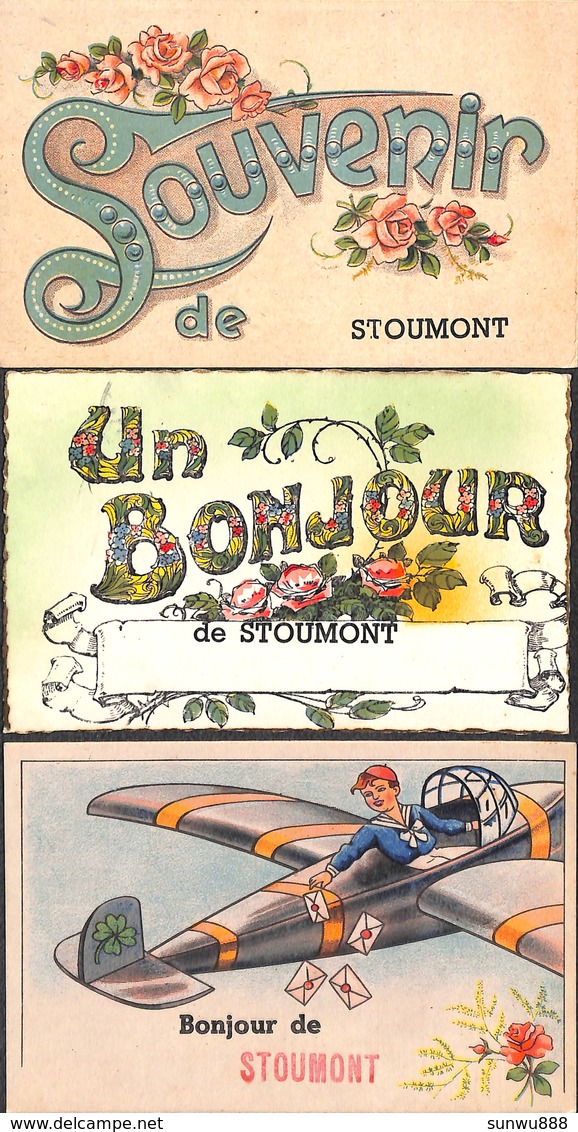 Stoumont - Lot 3 Cartes (Souvenir De Bonjour Avion Animée) - Stoumont