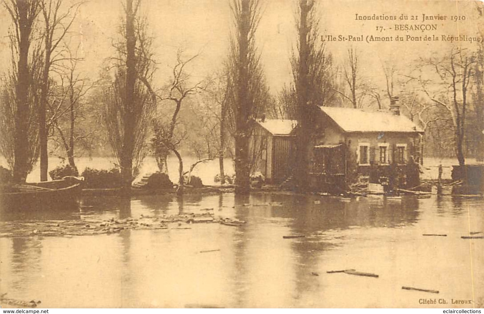 Besançon         25         Inondation De 1910. Ile Saint Paul       (Voir Scan) - Besancon