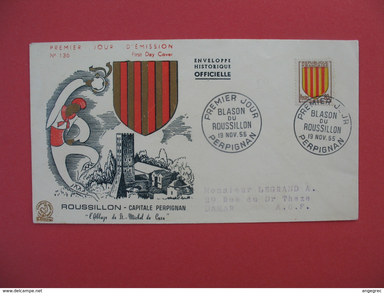 FDC 1955   Roussillon Capitale De Perpignan   - Blason Du Roussillon    Cachet   Perpignan   à Voir - 1950-1959