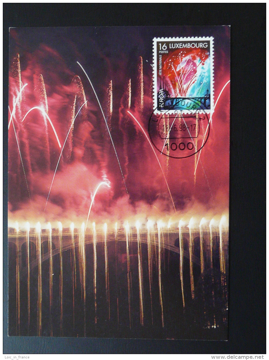 Carte Maximum Card Feu D'artifice Firework Pont Adolphe Bridge Europa Luxembourg 1998 - Cartes Maximum