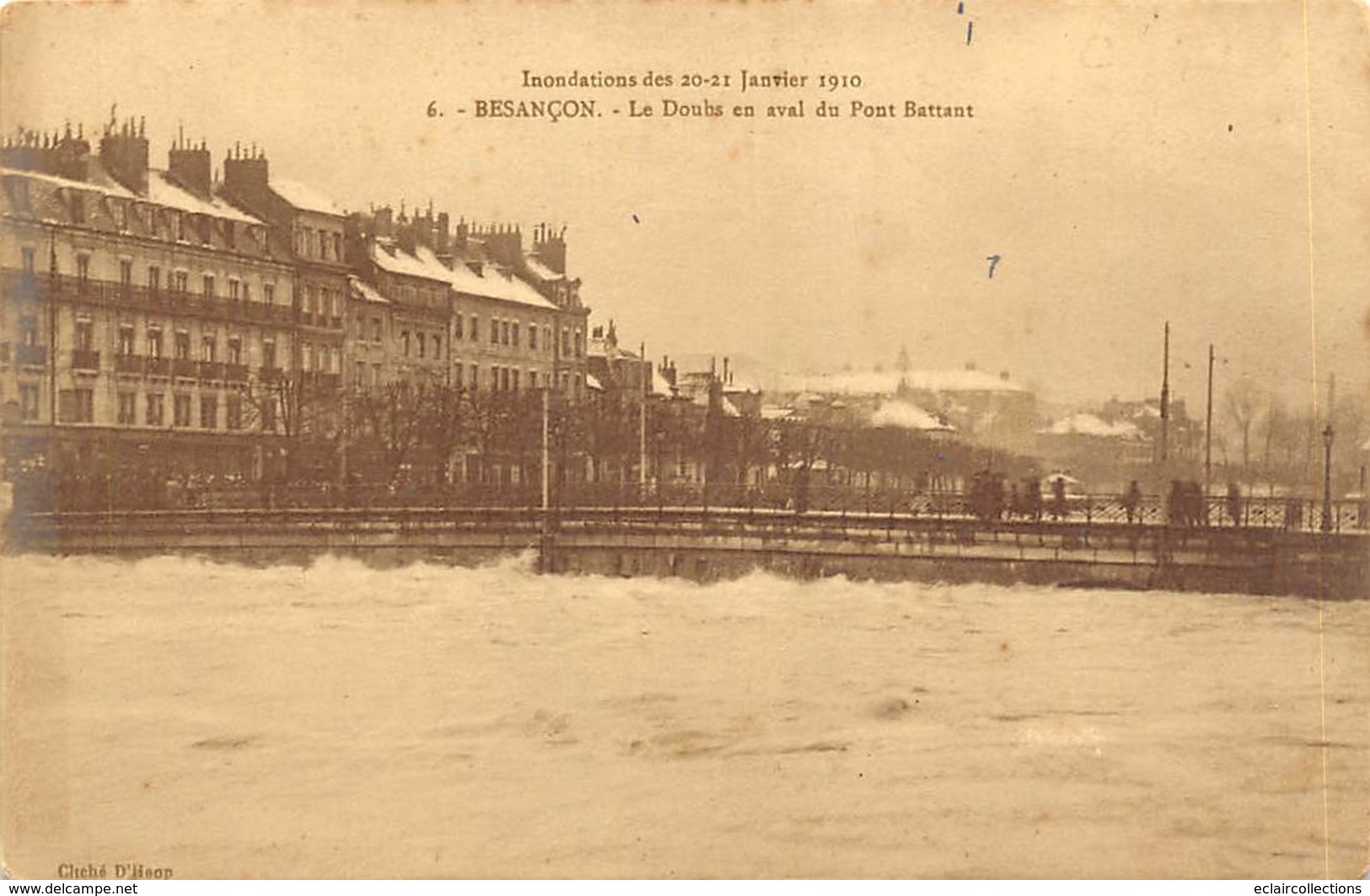 Besançon         25         Inondation De 1910. Le Doubs En Aval Du Pont Du Battant      (Voir Scan) - Besancon