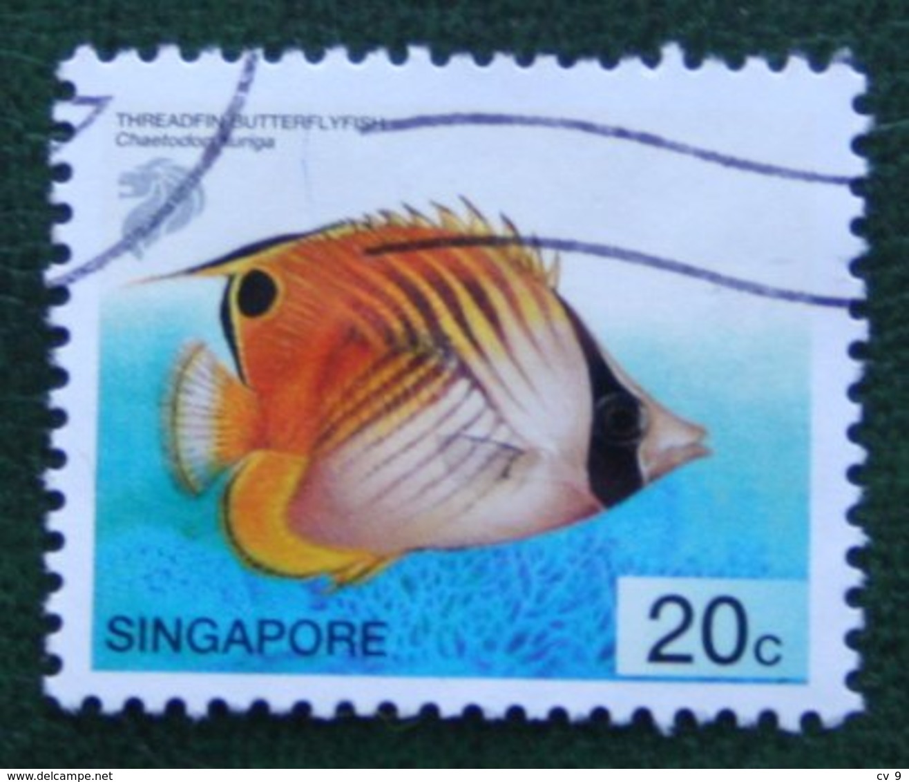 20 C Tropical Marine THREADFIN BUTTERFLYFISH Fish 2001 Mi 1077 Used Gebruikt Oblitere SINGAPORE SINGAPUR - Singapur (1959-...)