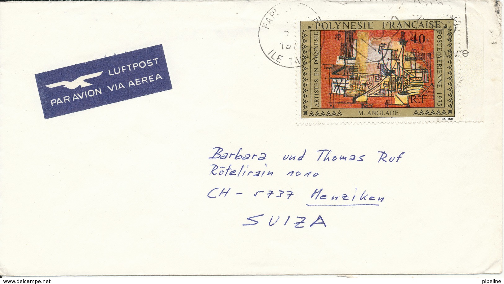 French Polynesia Cover Sent Air Mail To Switzerland Single Franked - Covers & Documents