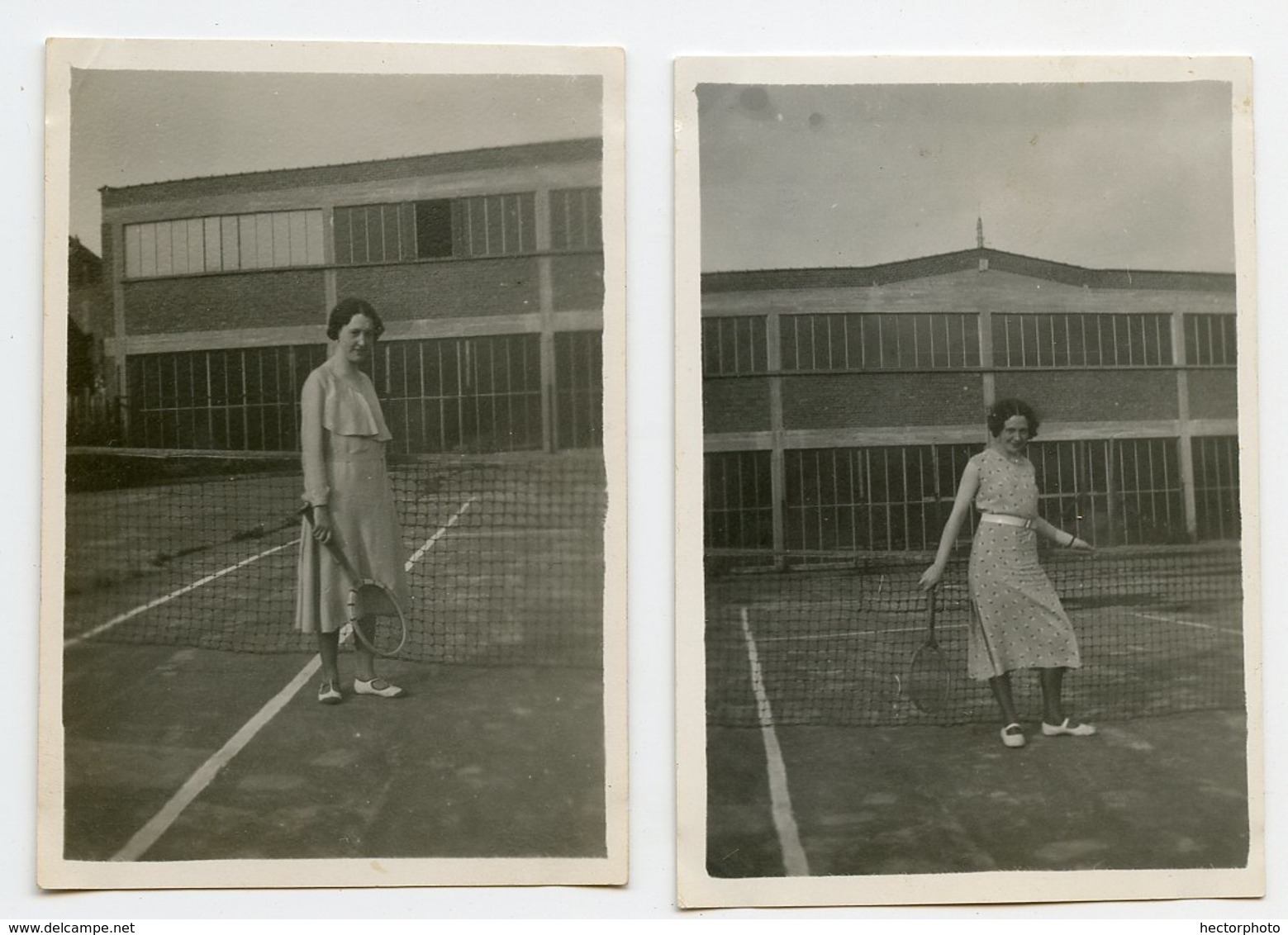 Jeune Femme Woman Tennis Pose Portrait Grey 30s Duo Lot 2 Photo Elegance Pin-up Girlfriend - Personnes Anonymes