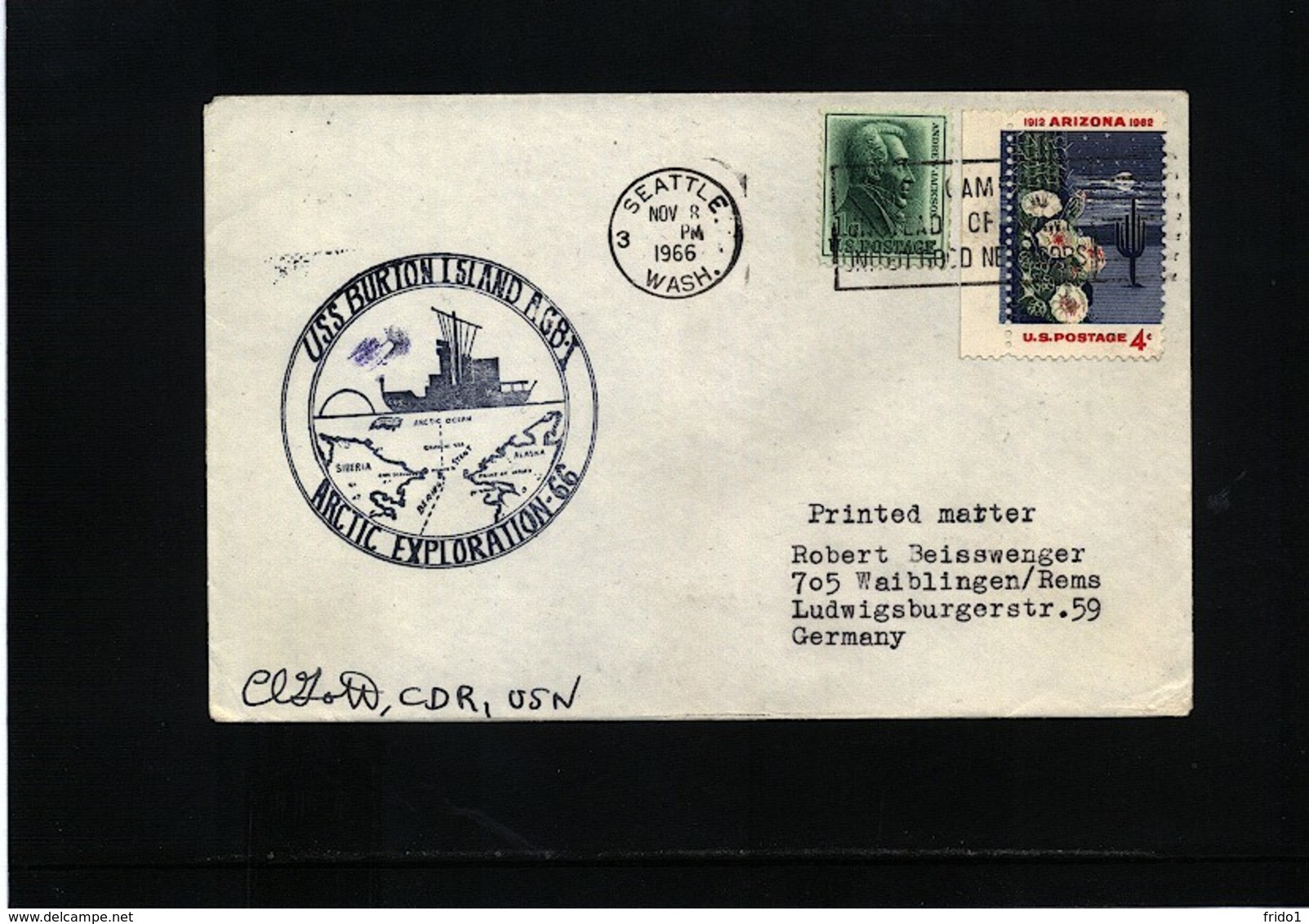 USA 1966 Arctic Exploration USS Burton Island Signed - Polareshiffe & Eisbrecher