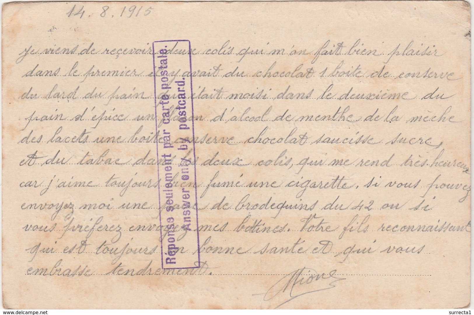 Carte Prisonnier 1915 / Camp Quedlinburg Am Harz / 2 Cachets Censure + Mention " Réponse Par Carte Seulement" - 1914-18