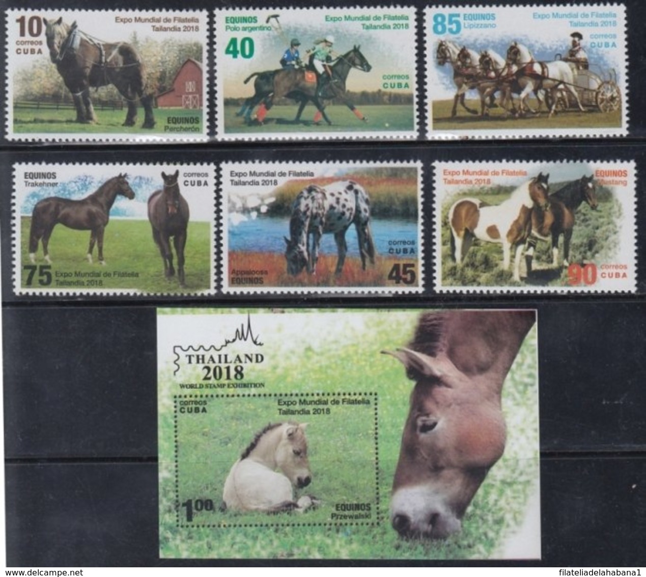 2018.120 CUBA MNH 2018. THAILAND PHILATELIC EXPO EQUINOS, HORSE, CABALLOS. - Unused Stamps