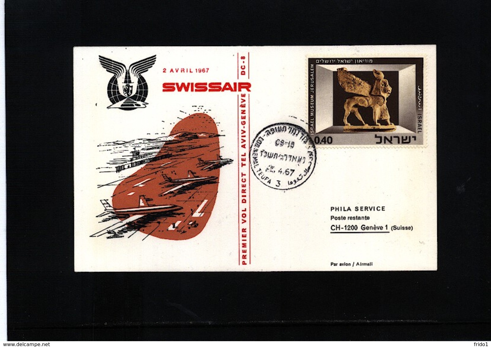 Israel 1967 Swissair First Flight Tel Aviv - Geneve - Briefe U. Dokumente