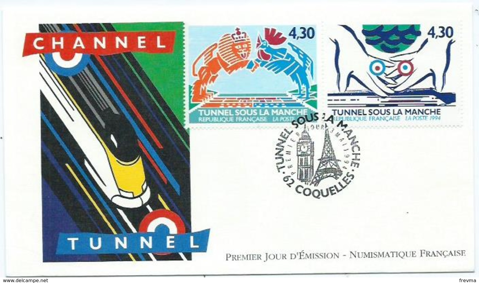 Enveloppe 1er Jour France FDC Tunnel Sous La Manche 1994 - 1990-1999