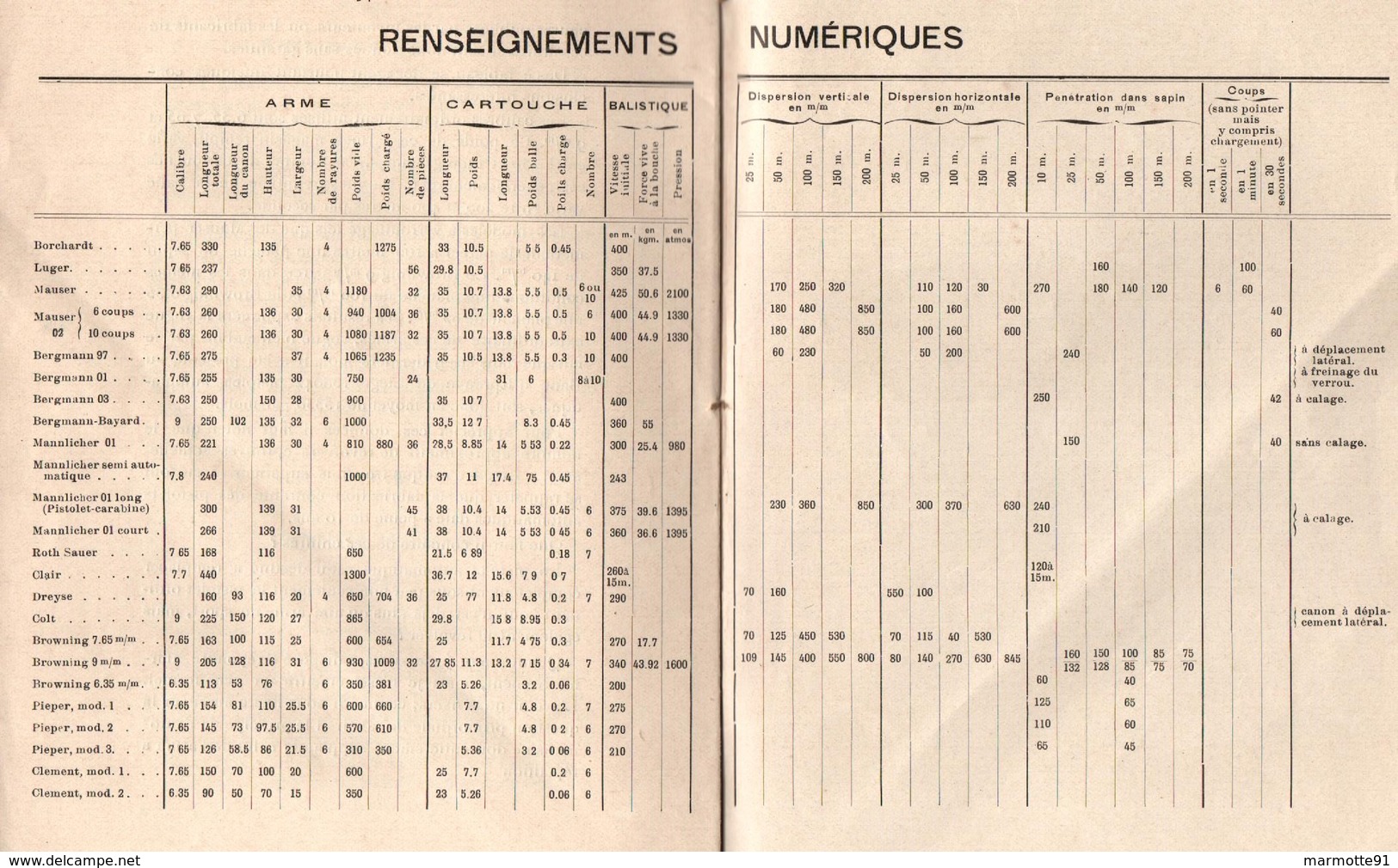 COURS PUBLICS ARMES A FEU PORTATIVES PISTOLETS AUTOMATIQUES LUGER MAUSER BERGMANN MANNLICHER COLT BROWNING - Armes Neutralisées