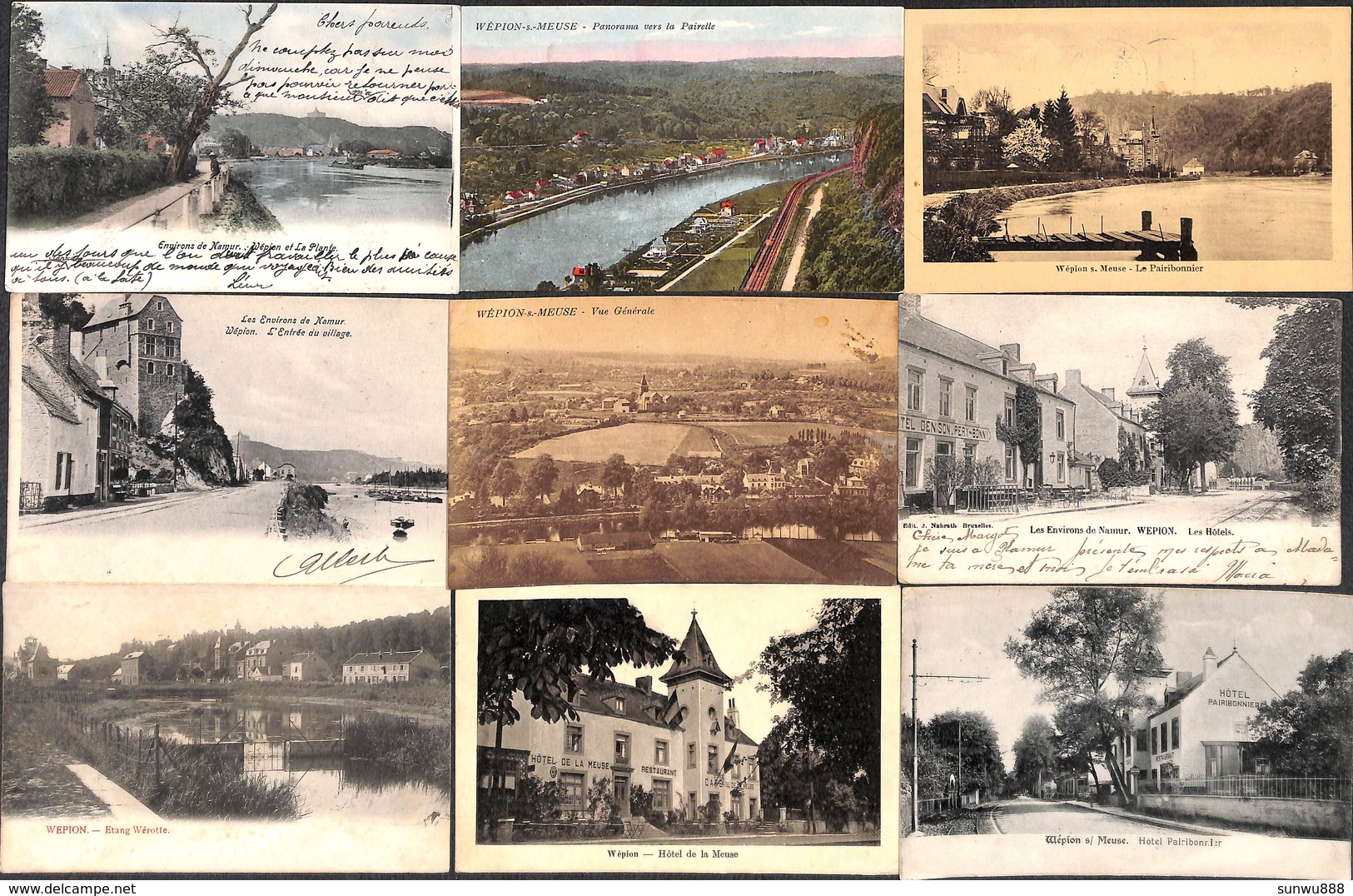 Wépion - Lot 11 Cartes (Hôtel, Animée, Colorisée Panorama, Précurseur...) - Namen