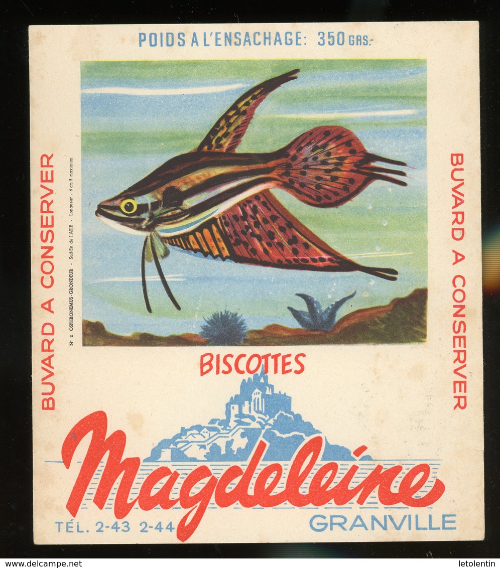 BUVARD:  BISCOTTES MAGDELEINE GRANVILLE - FORMAT  Env. 14X16 Cm - Biscottes