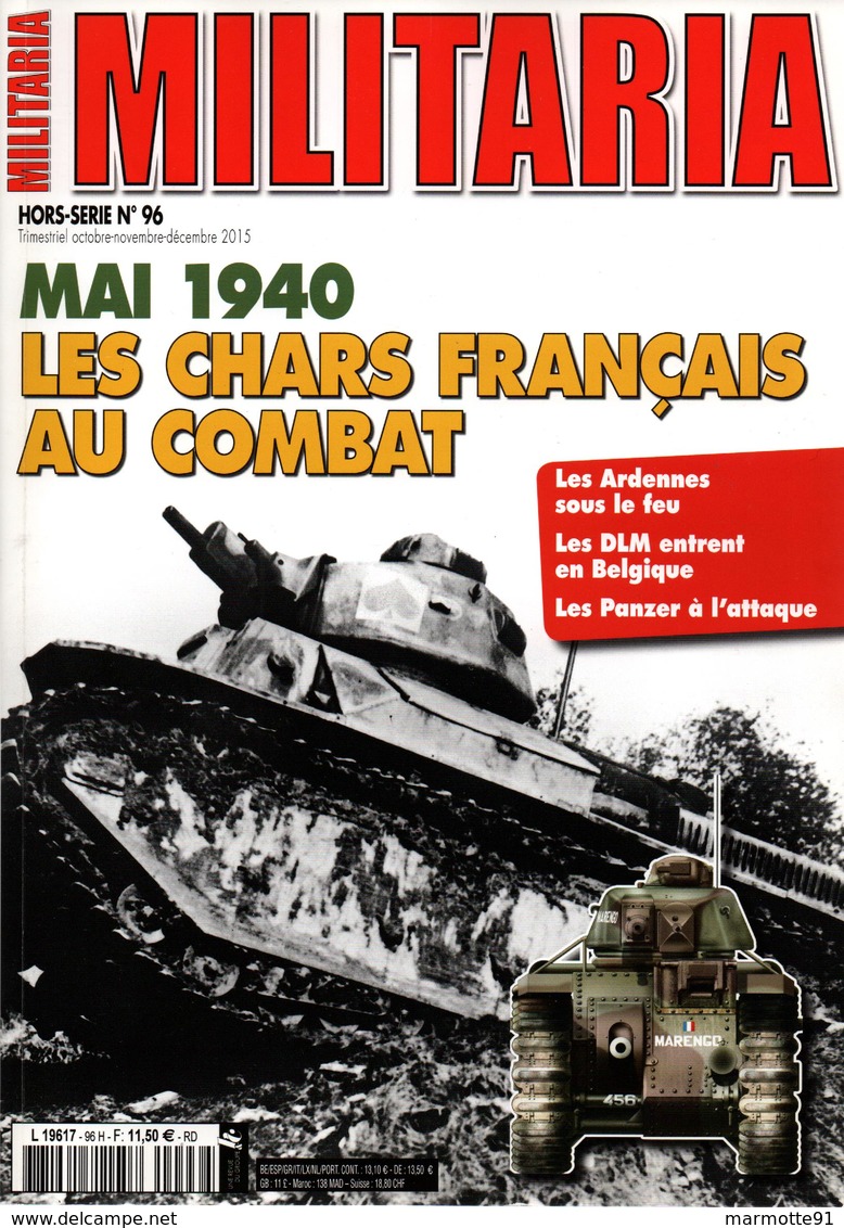 MILITARIA HORS SERIE MAI 1940 LES CHARS FRANCAIS AU COMBAT ARDENNES DLM BELGIQUE - 1939-45