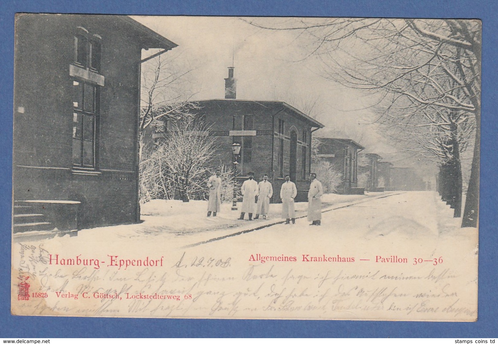 AK Hamburg Eppendorf Krankenhaus Pavillon 30-36 Gelaufen 1903 - Autres & Non Classés