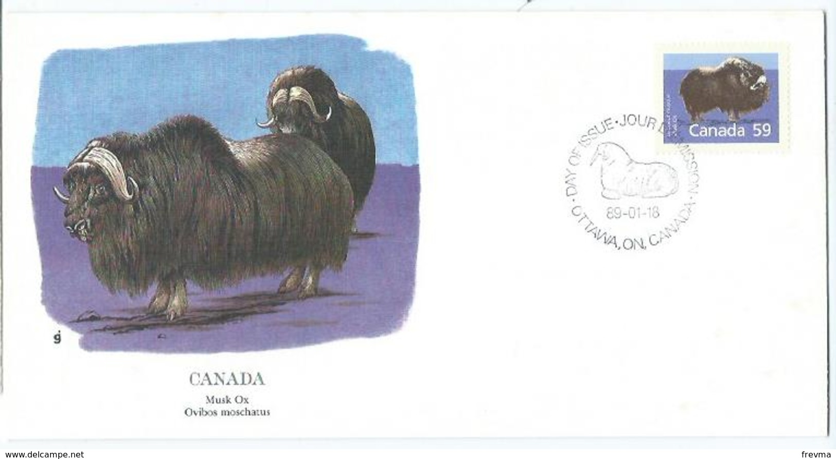 Enveloppe 1er Jour Canada FDC Ovidos Moschatus 1989 - 1981-1990