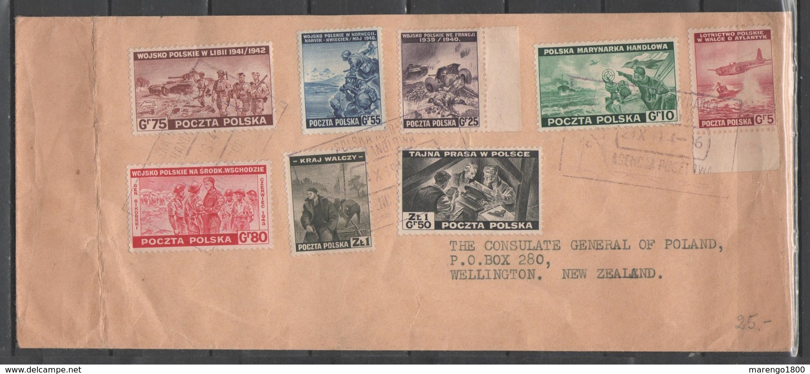 Polonia 1943 - Governo In Esilio II Em. Su Lettera Per Nuova Zelanda        (g5493h) - Gouvernement De Londres (exil)