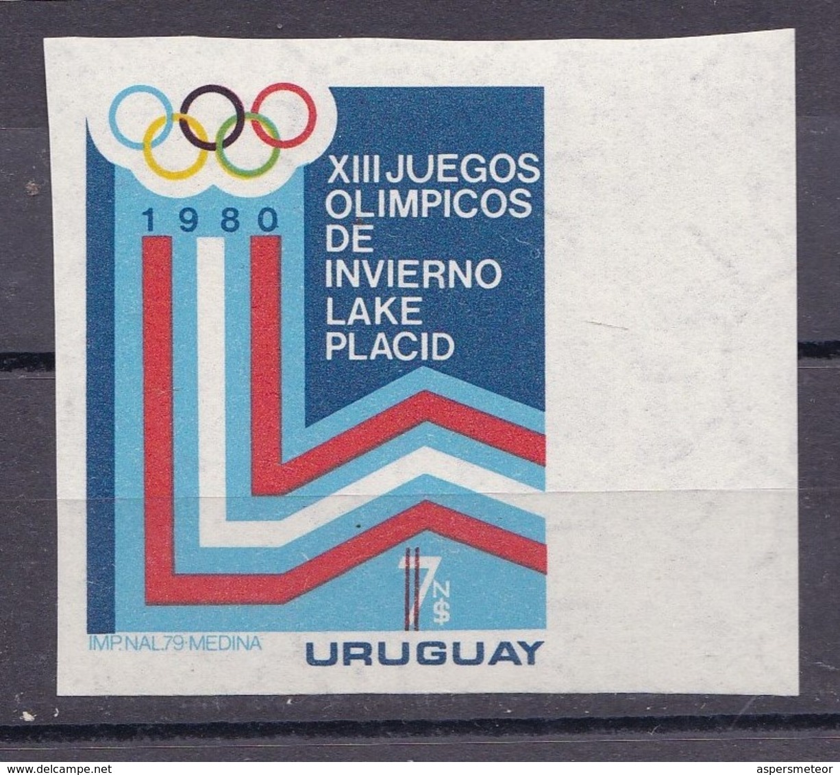 XIII JUEGOS OLIMPICOS INVIERNO LAKE PLACID 1980. URUGUAY. VIGNETTE VIÑETA  - BLEUP - Inverno1980: Lake Placid