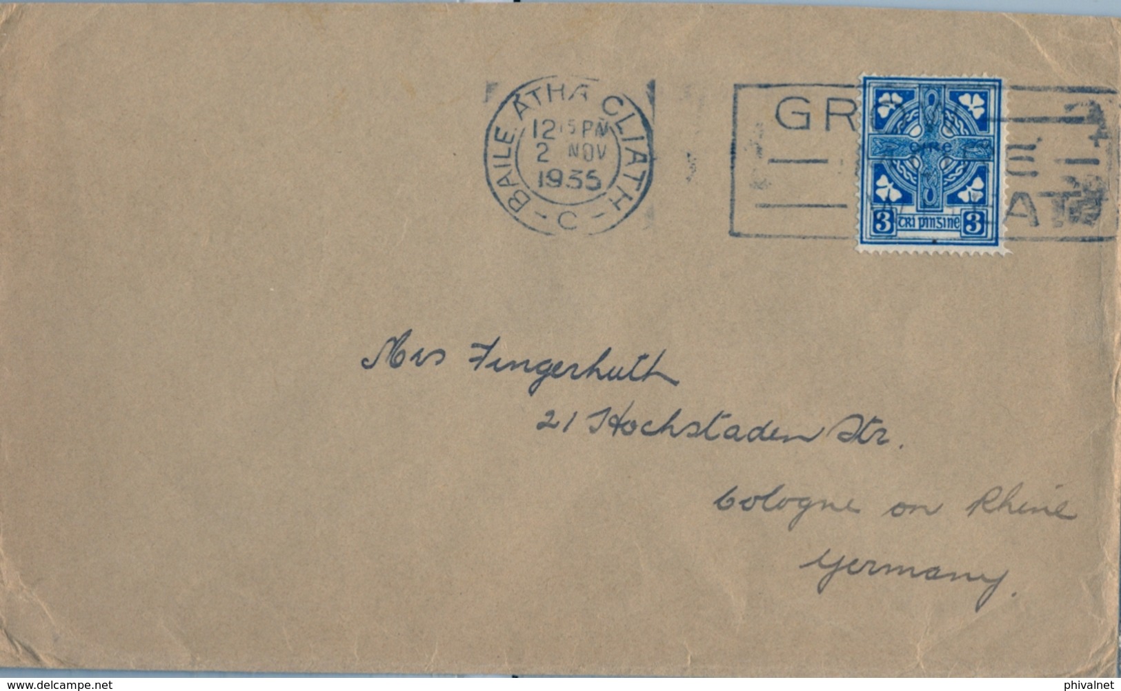 1935 , IRLANDA , SOBRE CIRCULADO  ( DUBLIN ) BAILE ATHA CLIATH - COLONIA - Cartas