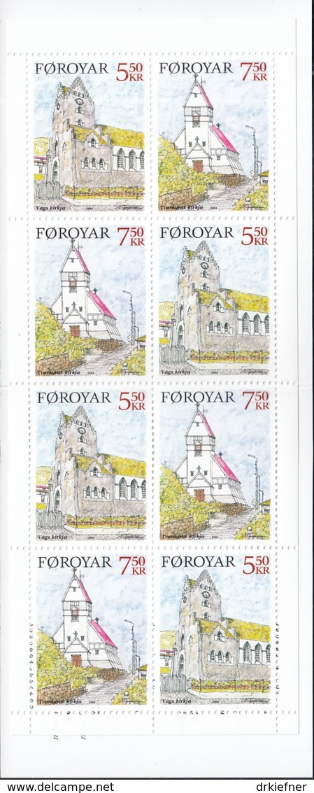 FÄRÖER Markenheftchen MH 24, 4x 511-512, Postfrisch **, Kirchen, 2004 - Färöer Inseln