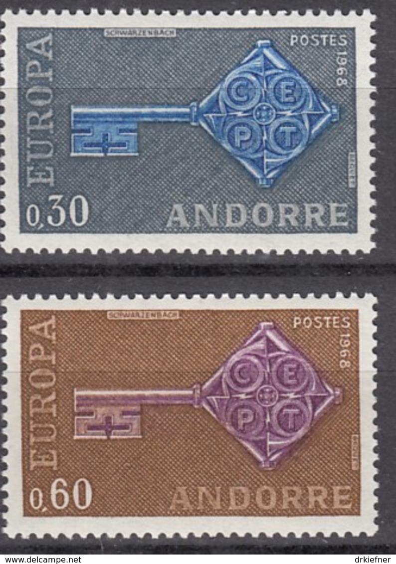 ANDORRA Franz. 208-209, Postfrisch **, Europa CEPT 1968 - Ungebraucht