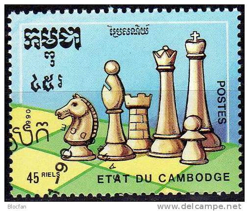 Schach-WM 1990 Paris Kampuchea 1176 Aus Block 178 O 1€ Notre Dame Hoja Architectur Church Bloc Chess Sheet Cambodge - Kampuchea