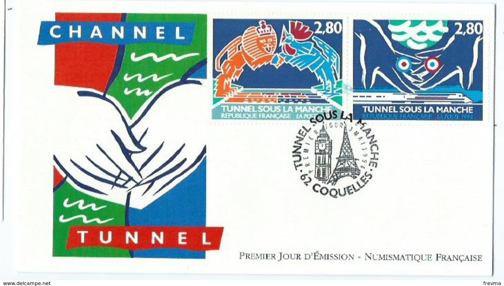 Enveloppe 1er Jour France FDC Tunnel Sous La Manche 1994 - 1990-1999