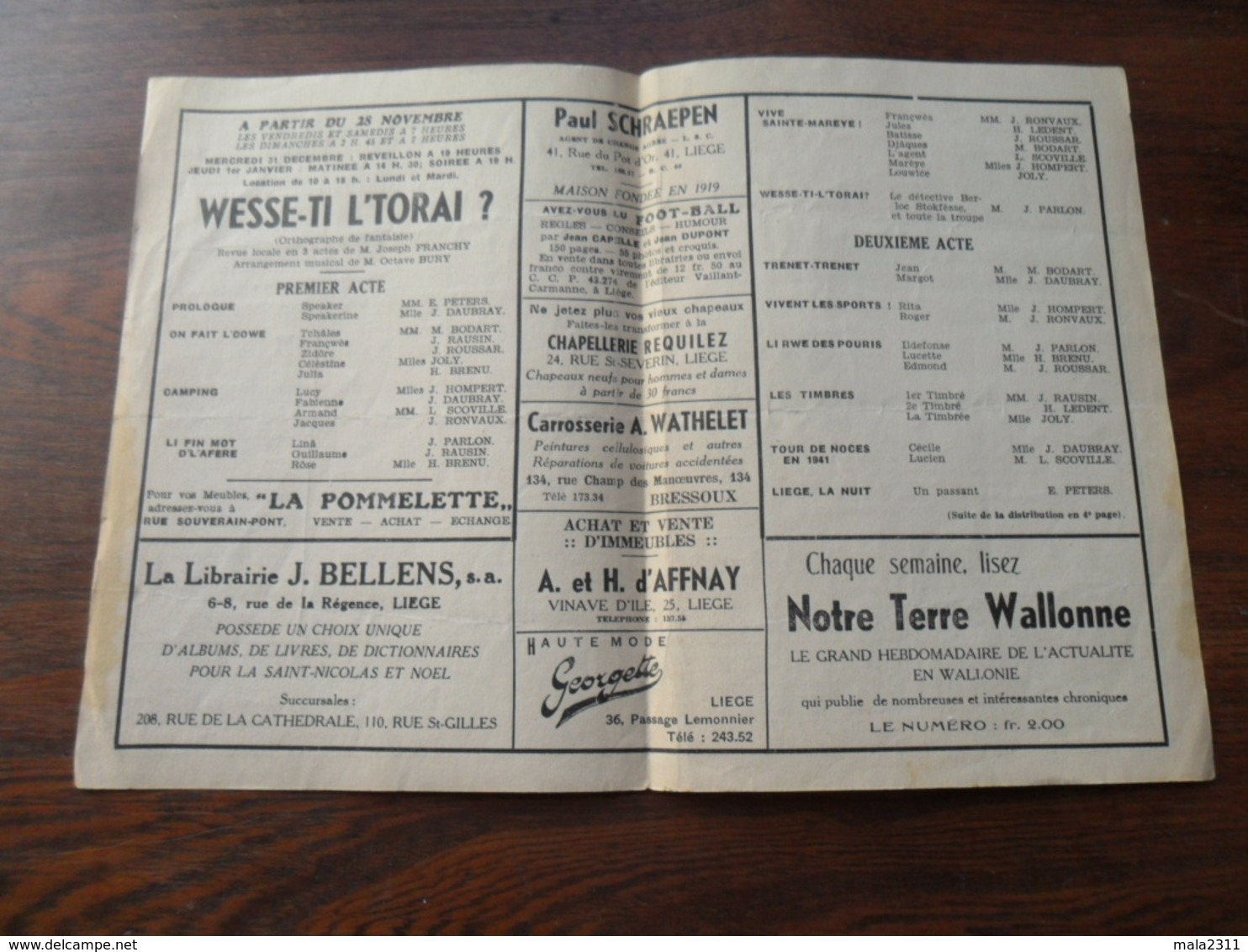 ANCIEN PROGRAMME / THEATRE WALLON DU TROCADERO / 26ième  ANNEE / 1942 - Programma's